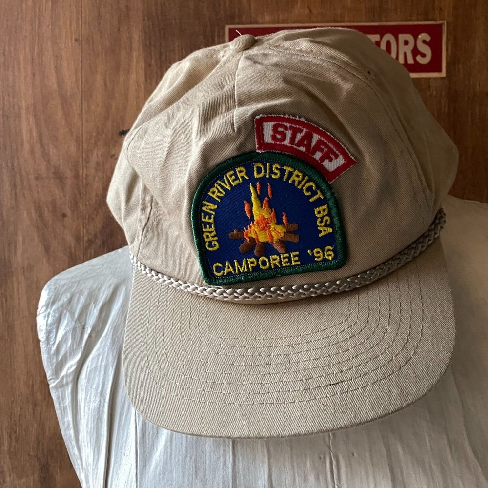 Vintage 90s BOY SCOUTS Green River District BSA Camporee 1996 Staff HAT Ball Cap